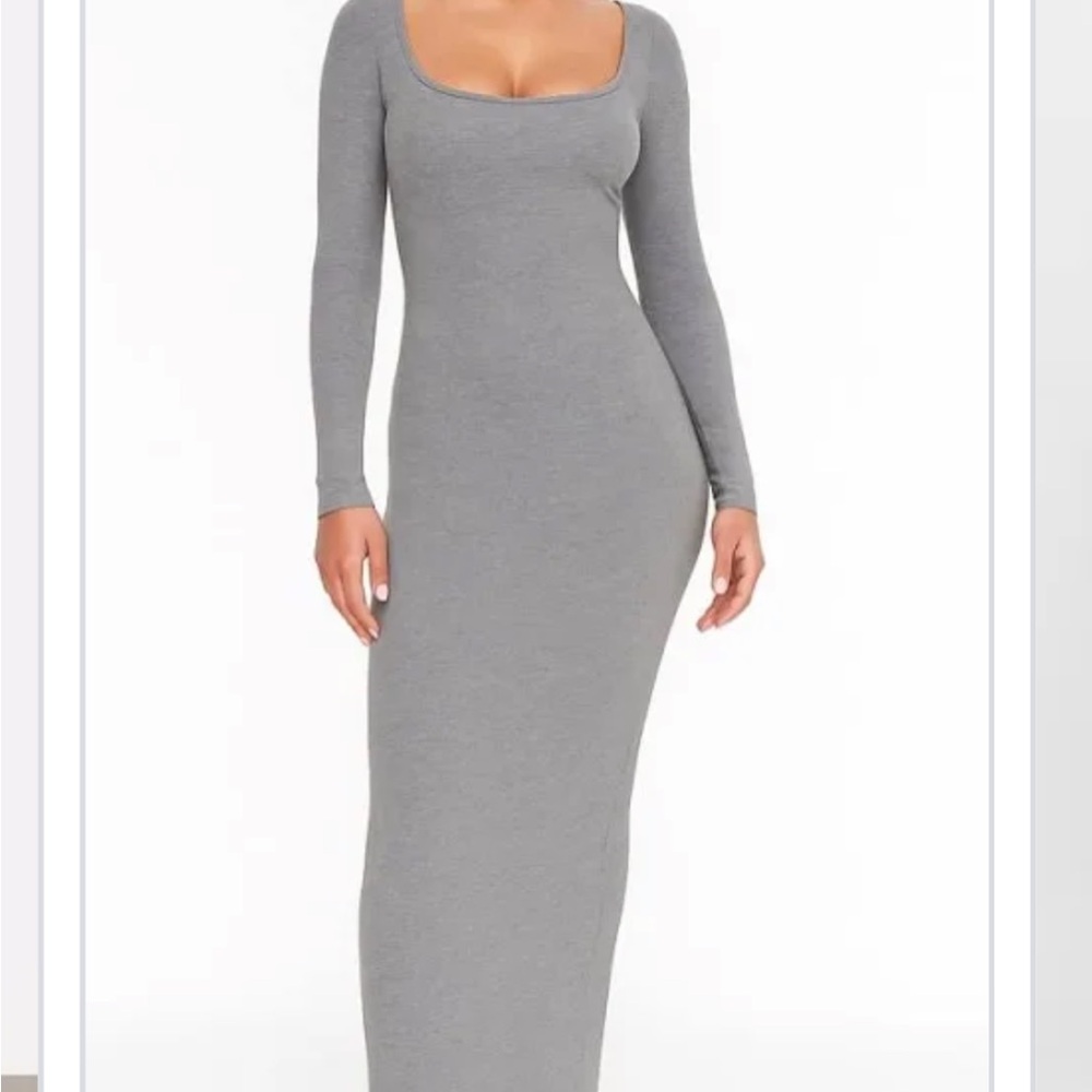 SKIMS Charcoal Long Sleeve Dress